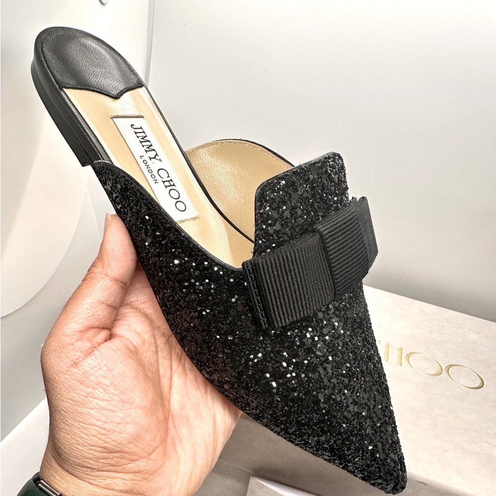 Brand New! Jimmy Choo Black Galaxy Flat Size 37